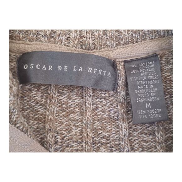 OSCAR DE LA RENTA Quarter Zip Ribbed Knit Pullover Sweater Oatmeal Men M - Picture 8 of 16